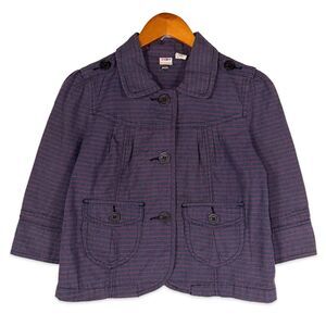 Roxy Plaid Jacket Cropped Button Front Y2K Lightweight Preppy Utility Indie S